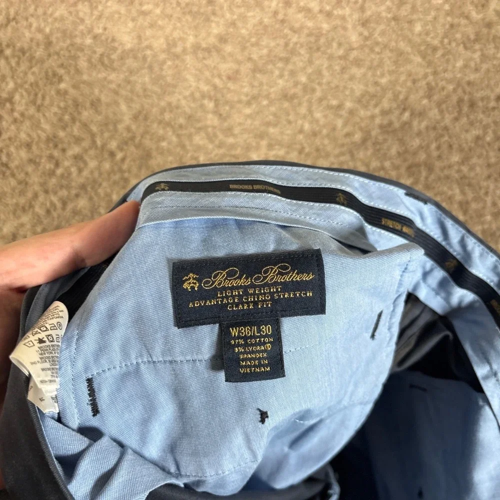 Brooks Brothers Mens Clark Fit Advantage Chino Stretch Navy Blue Pants W36 L30